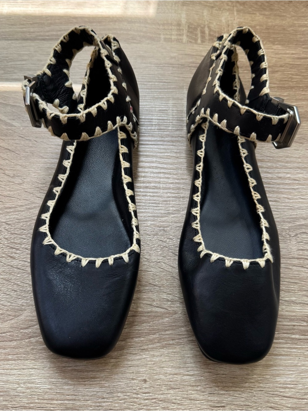 New Free People Crochet Mystic Mary Jane Flats Black 7.5 - Picture 8 of 13